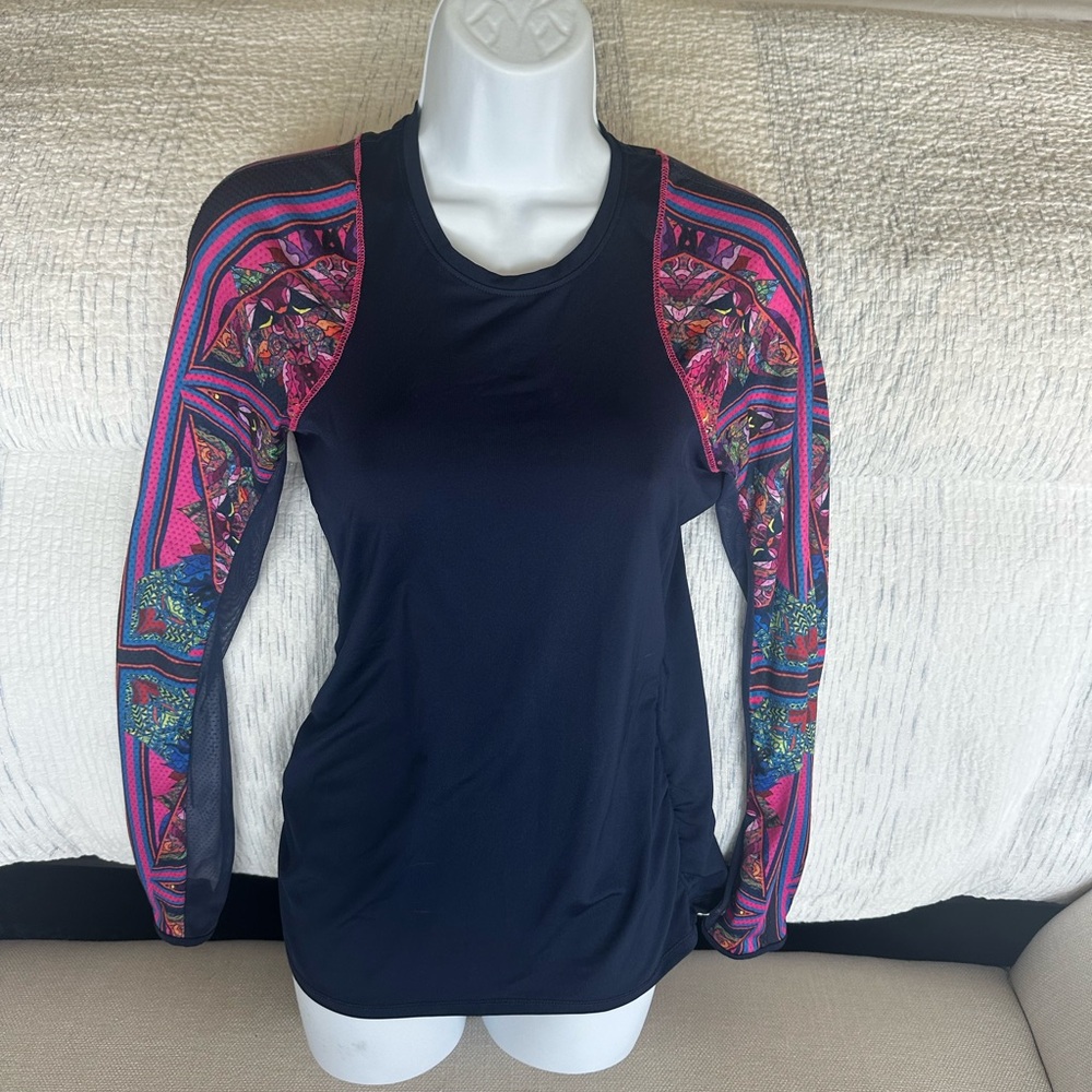 Lucky in Love Navy and Pink Long Sleeve Top